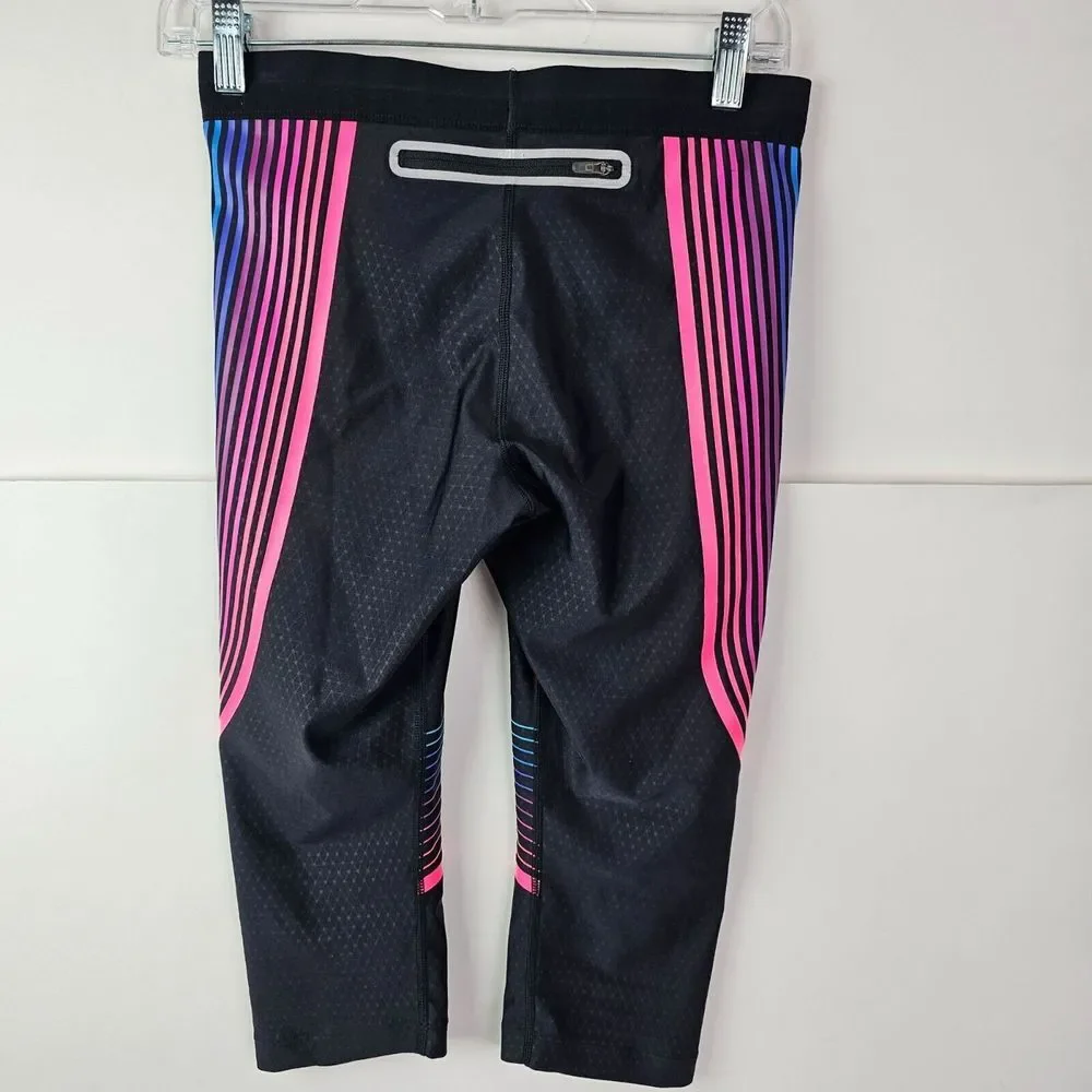 Nike Power Speed Women's Running Capris Size Small Black‎ Zip Pocket
